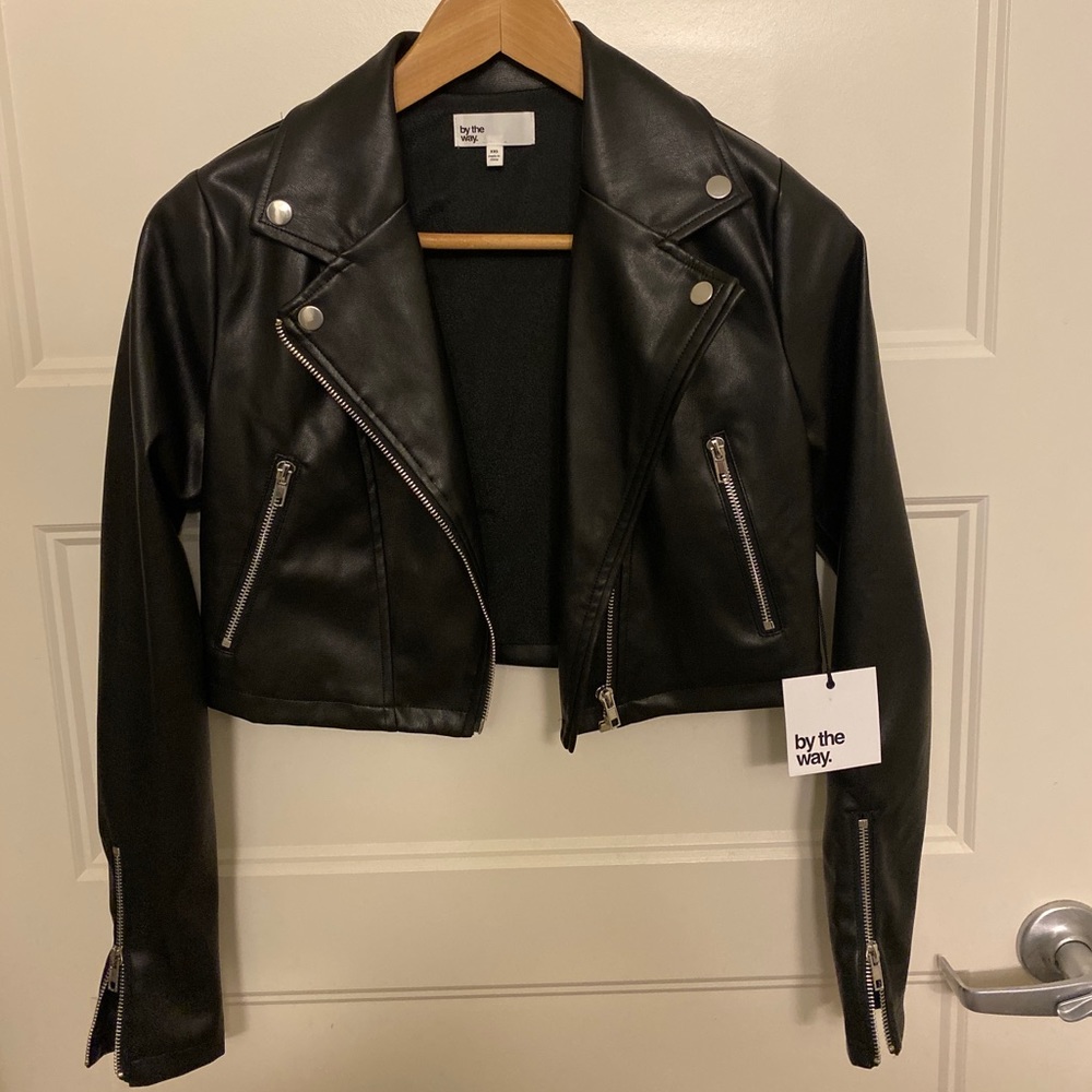 Sloane Faux Leather Cropped Moto